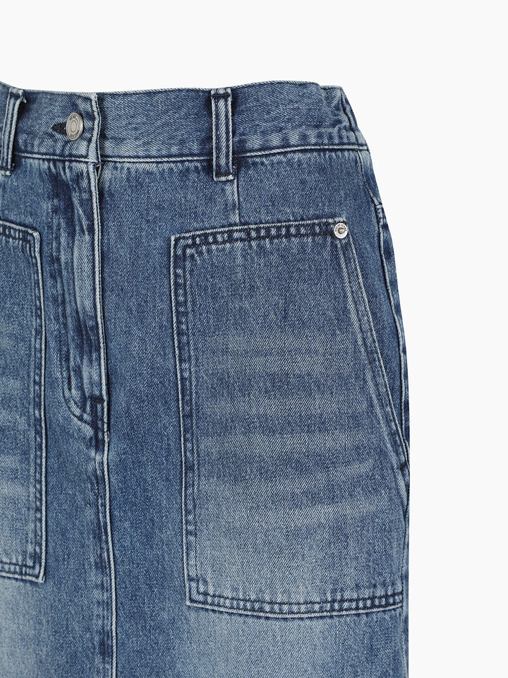 Blue long jean skirt - sisley k longuette skirts - Blue | Sisley K image number 4